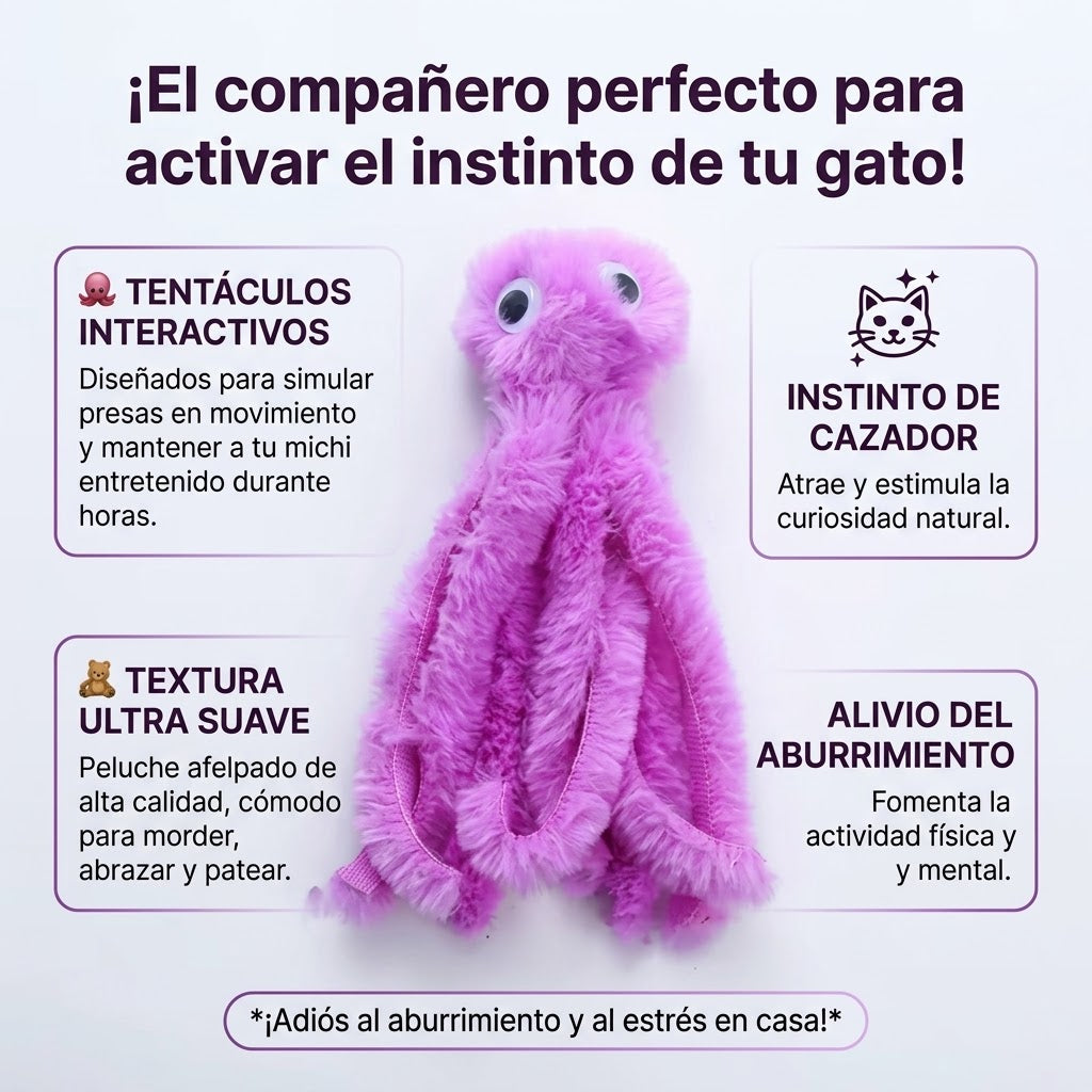 Pulpo de peluche anti-aburrimiento para gatos