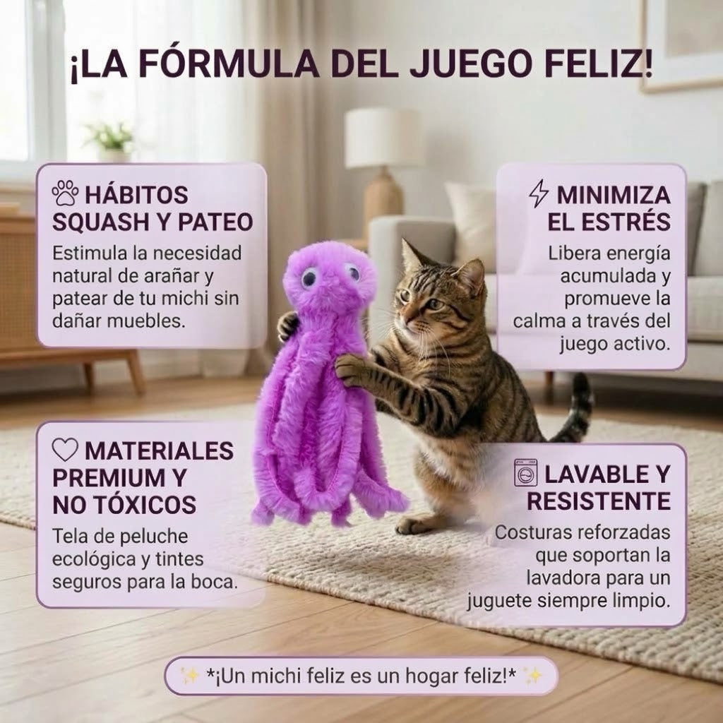 Pulpo de peluche anti-aburrimiento para gatos